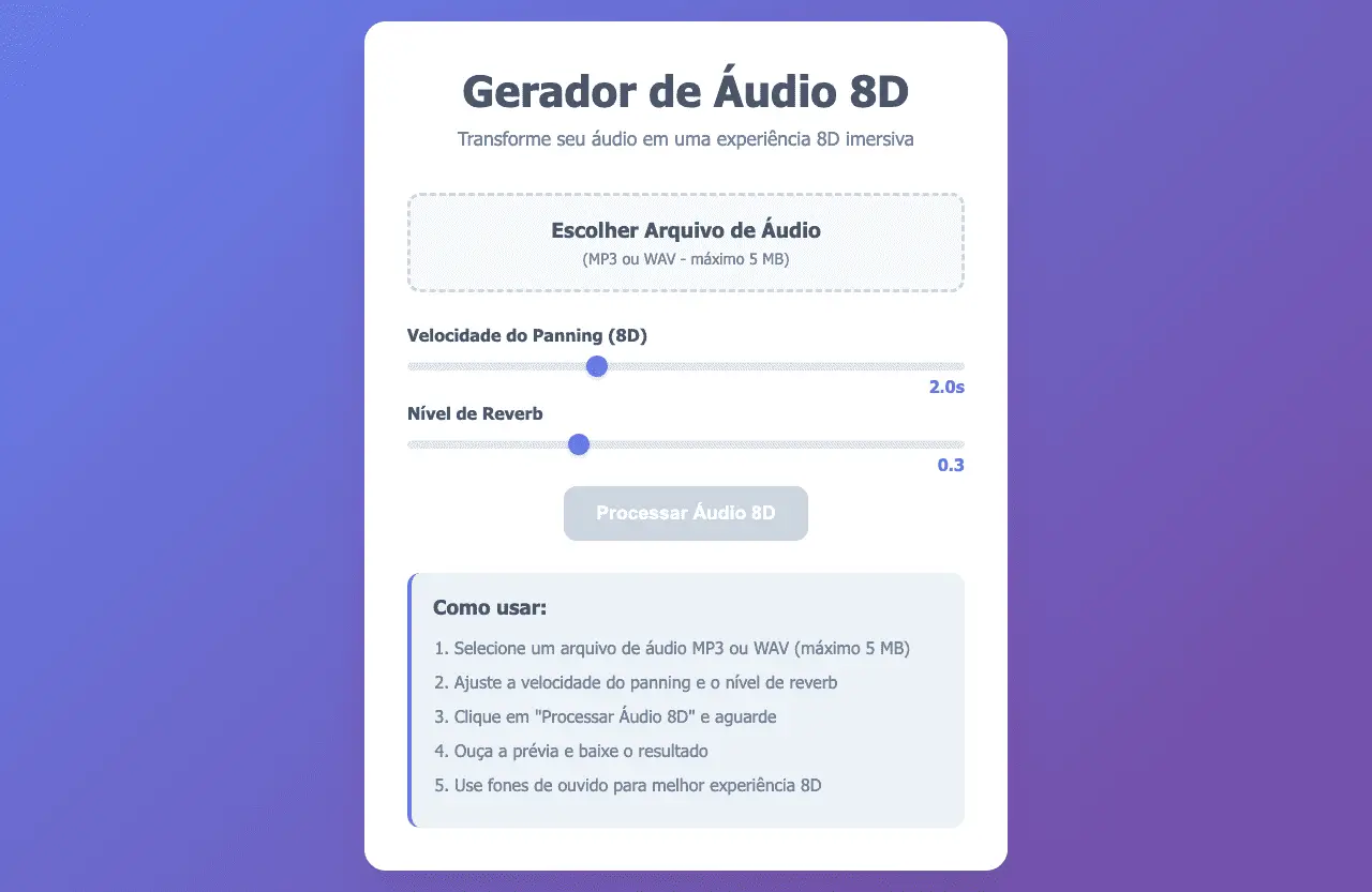 Transforme Seu Áudio: Conheça o Gerador de Áudio 8D que Respeita Sua Privacidade