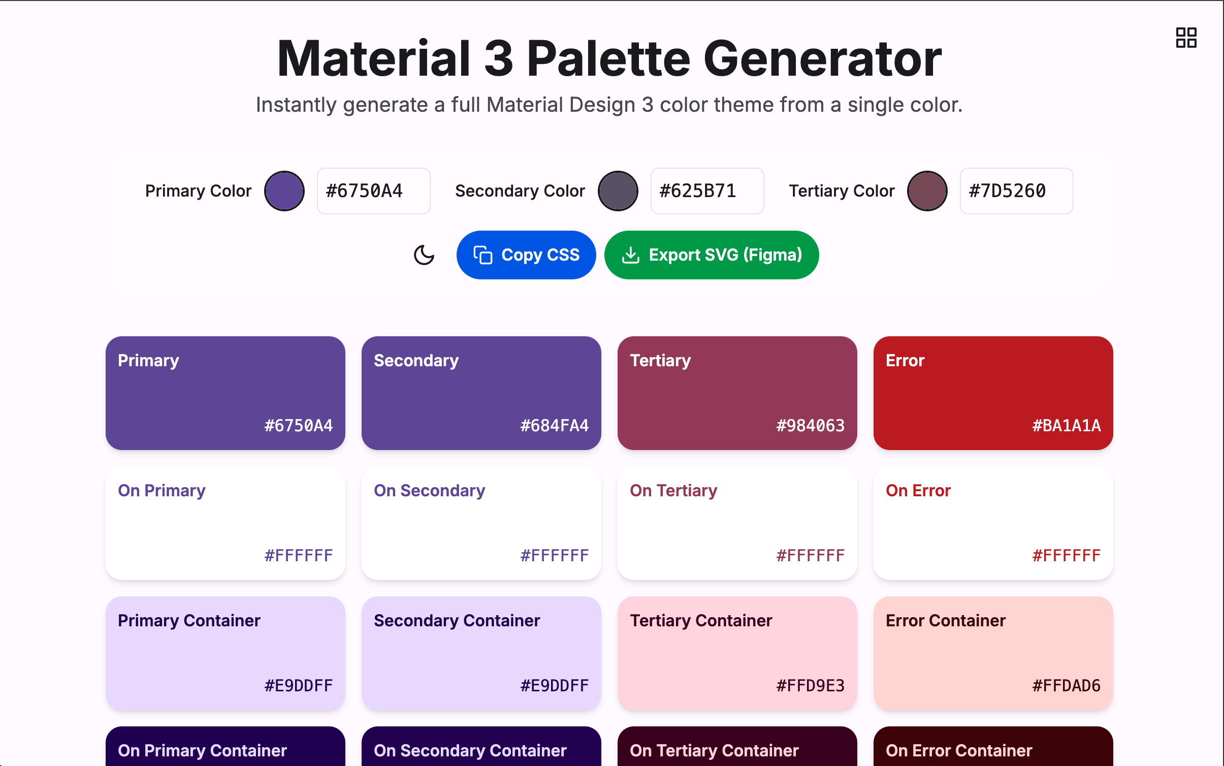 Material 3 Palette Generator: Gere Temas Completos do Material Design 3 a Partir de Uma Única Cor