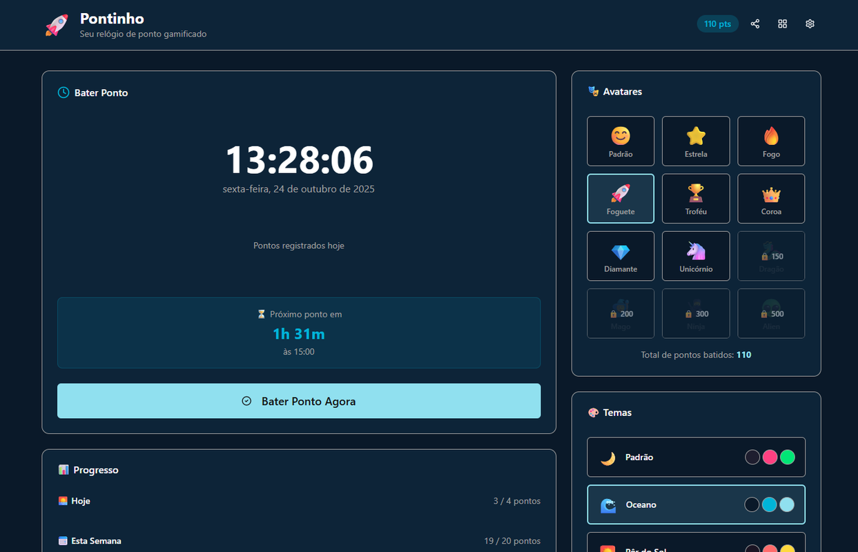 Pontinho: O Relógio de Ponto que Transforma Rotina em Jogo 🚀