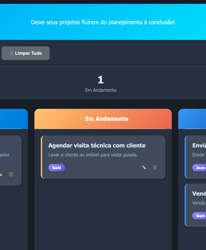🌊 FlowTasks: Deixe seus Projetos Fluírem do Planejamento à Conclusão!