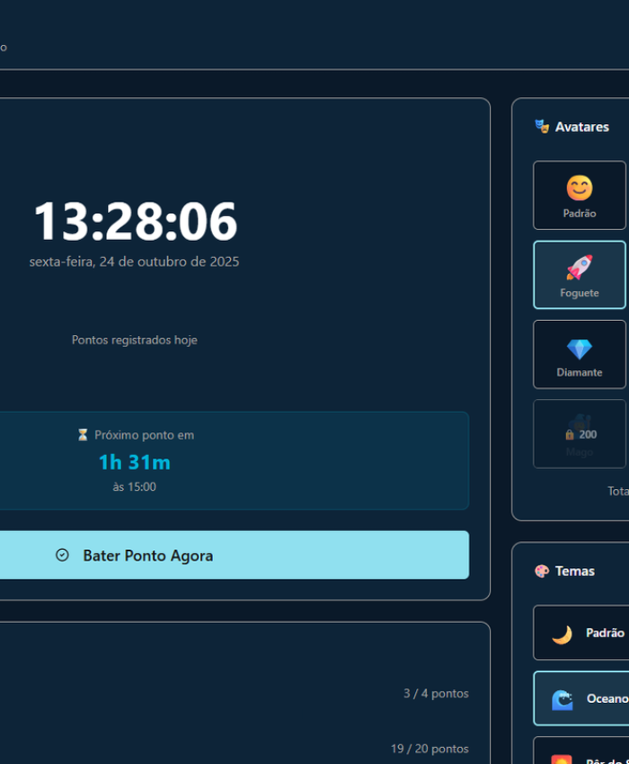 Pontinho: O Relógio de Ponto que Transforma Rotina em Jogo 🚀