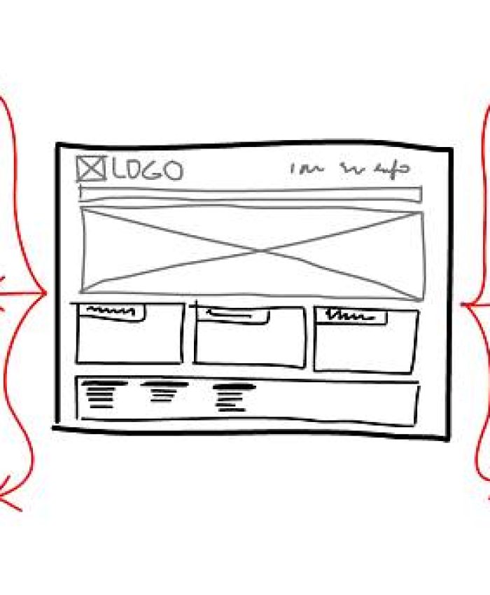 hand drawn website sketch mockup.