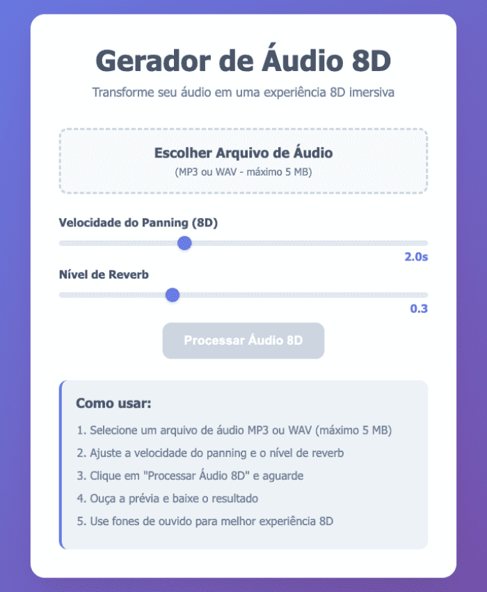 Transforme Seu Áudio: Conheça o Gerador de Áudio 8D que Respeita Sua Privacidade
